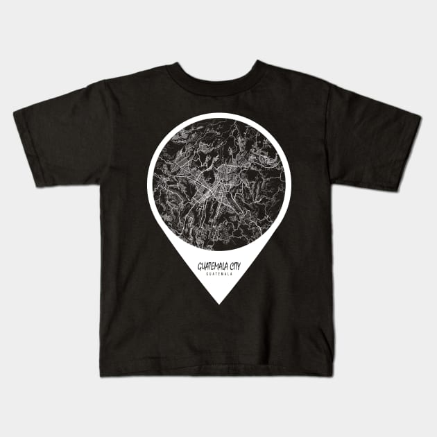 Guatemala City Map - Travel Pin Kids T-Shirt by deMAP Studio